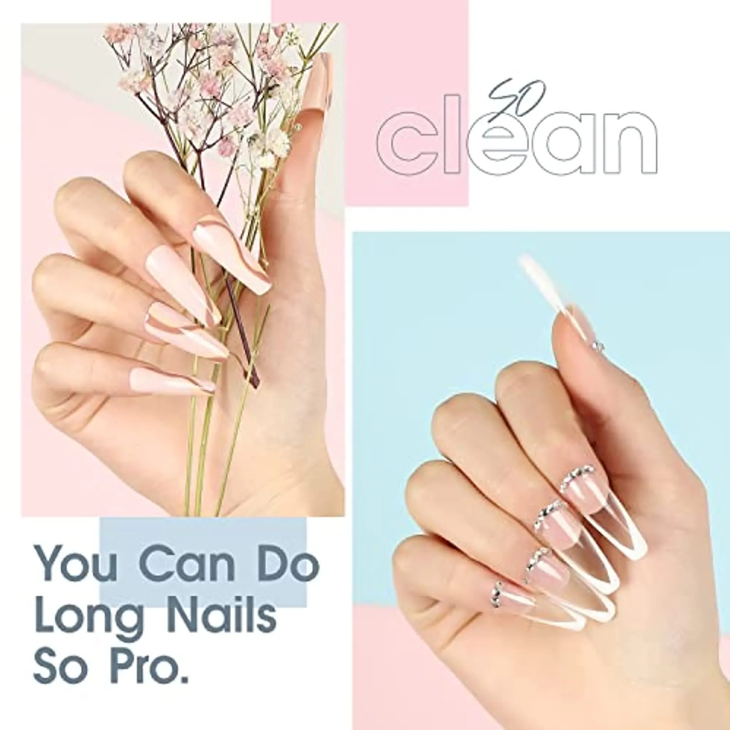Modelones Nail Tips and Glue Gel Kit, Acrylic Nail Kit 4 in 1 Nail Glue Gel, Ultra-Portable LED Nail Lamp, with 500Pcs Coffin Nail, Nail Prep Dehydrate, and Extension DIY Nail Art Tools All-In-One Gel Nail Extension Kit