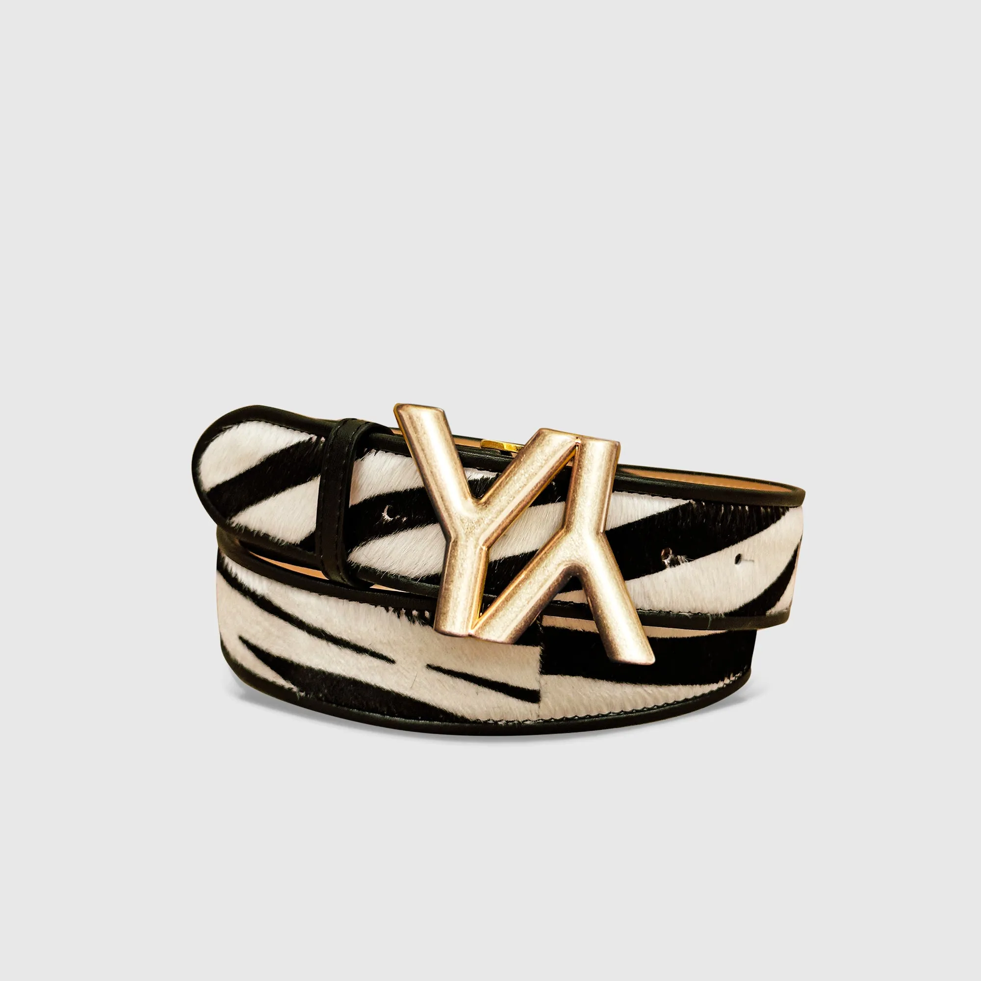 Monogram Buckle with belt calf hair zebra