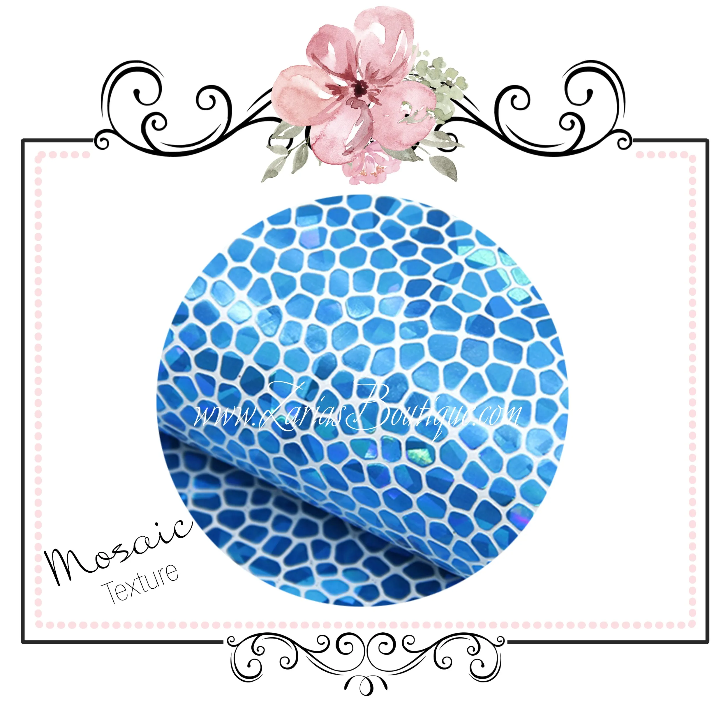 Mosaic Pattern Textured Faux Leather ~ Blue