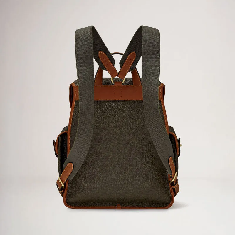 MULBERRY Heritage Eco Scotchgrain Backpack - Mole/cognac