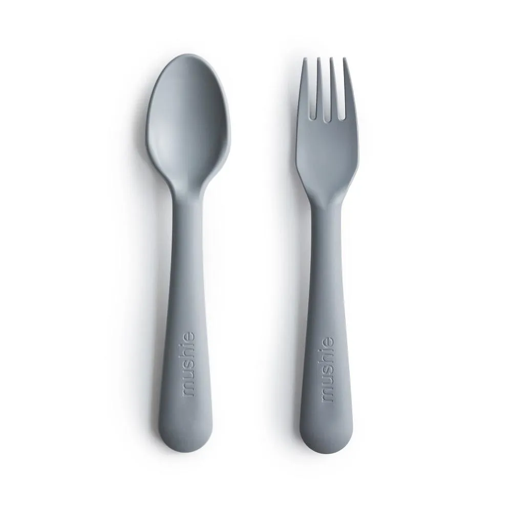 Mushie Fork & Spoon Set (Cloud)