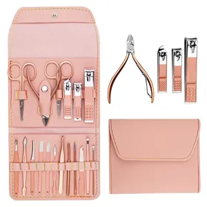 Nail Clipper Set Personal Care,Manicure Kit 18 in 1 Professional Pedicure Set Nail Scissors Grooming Kit with Leather Travel Case