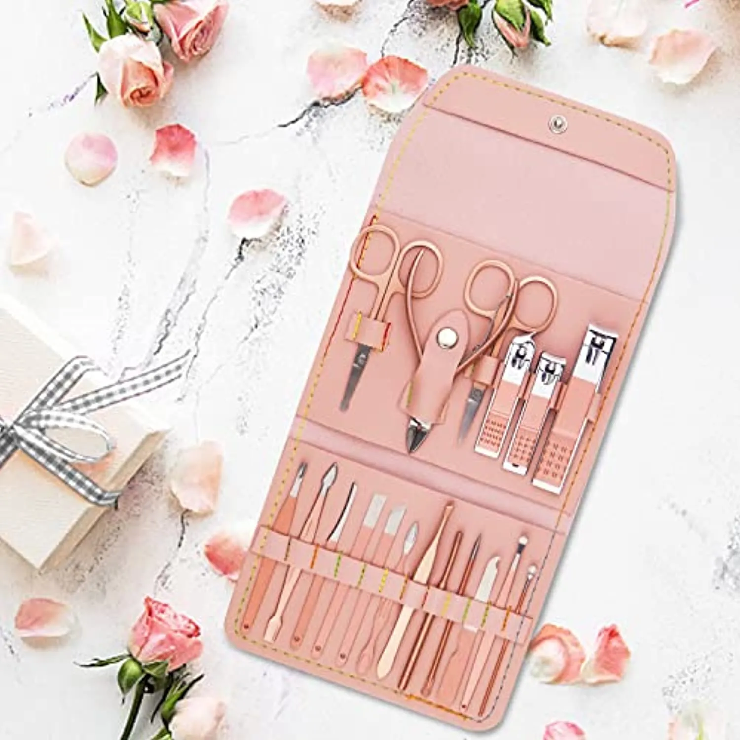 Nail Clipper Set Personal Care,Manicure Kit 18 in 1 Professional Pedicure Set Nail Scissors Grooming Kit with Leather Travel Case