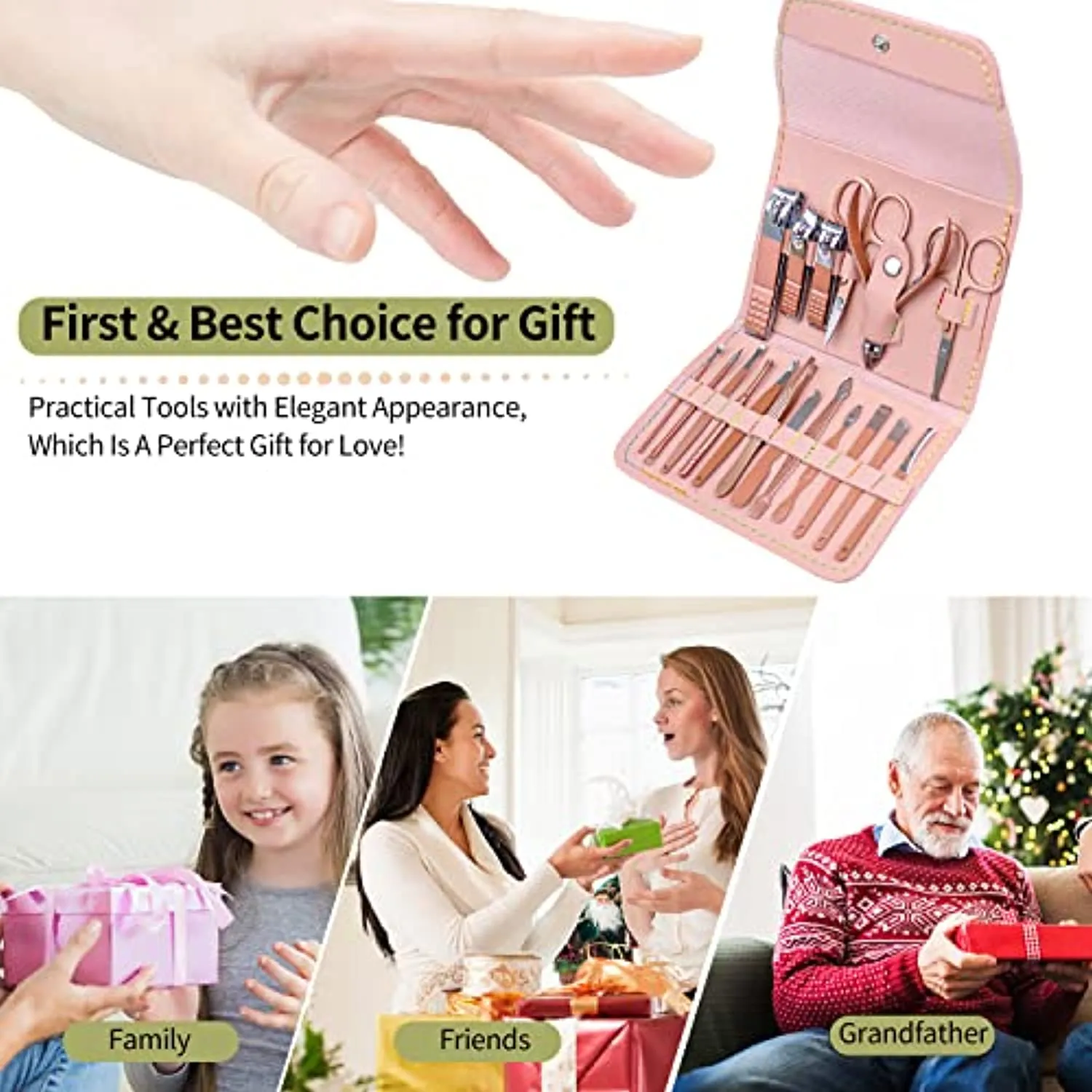 Nail Clipper Set Personal Care,Manicure Kit 18 in 1 Professional Pedicure Set Nail Scissors Grooming Kit with Leather Travel Case
