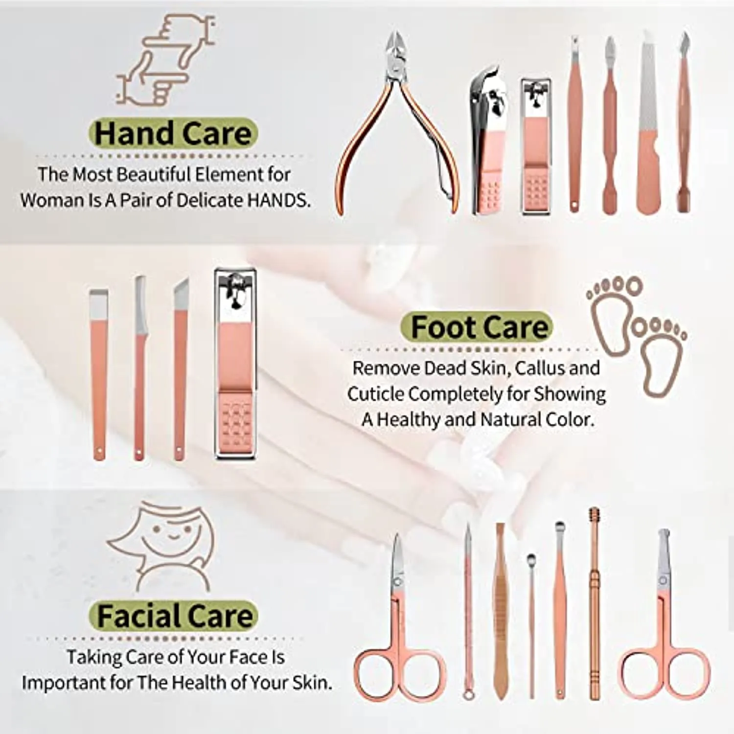 Nail Clipper Set Personal Care,Manicure Kit 18 in 1 Professional Pedicure Set Nail Scissors Grooming Kit with Leather Travel Case