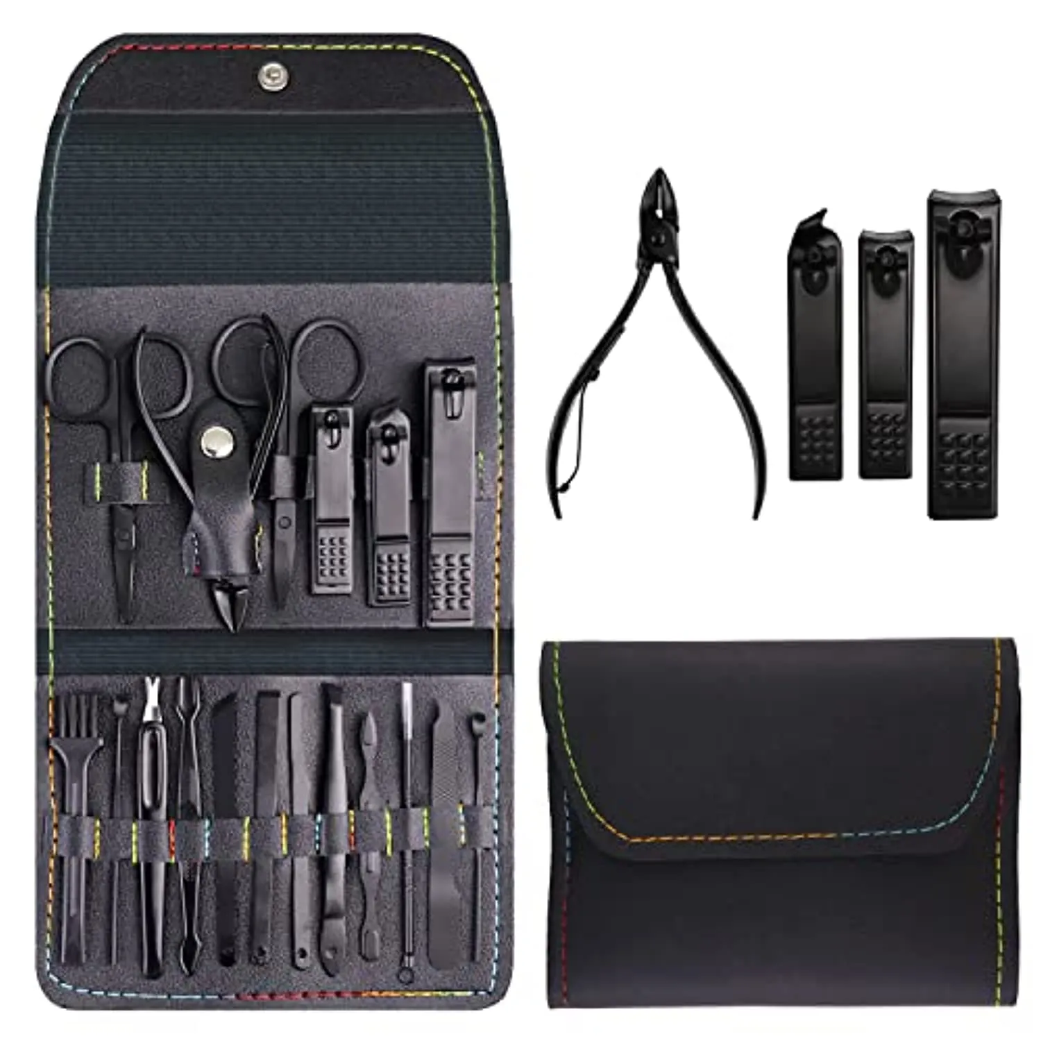 Nail Clipper Set Personal Care,Manicure Kit 18 in 1 Professional Pedicure Set Nail Scissors Grooming Kit with Leather Travel Case