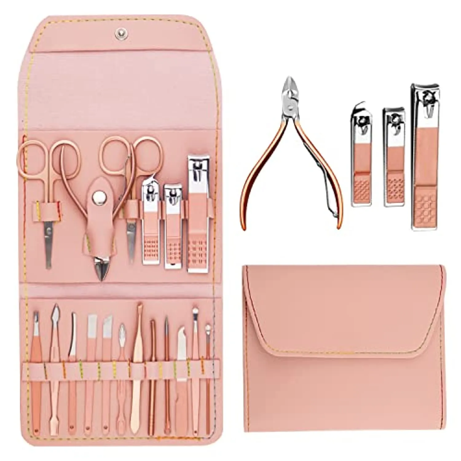 Nail Clipper Set Personal Care,Manicure Kit 18 in 1 Professional Pedicure Set Nail Scissors Grooming Kit with Leather Travel Case