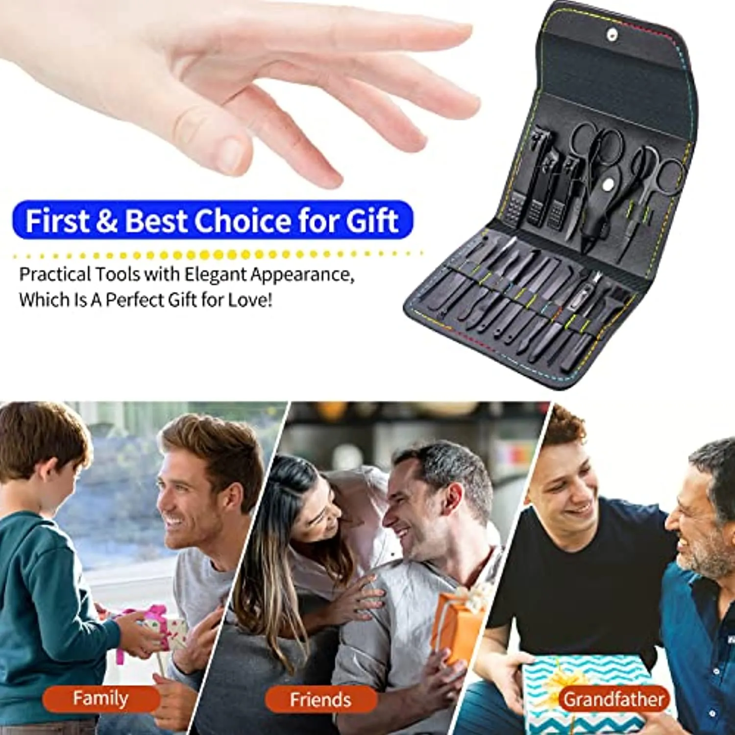 Nail Clipper Set Personal Care,Manicure Kit 18 in 1 Professional Pedicure Set Nail Scissors Grooming Kit with Leather Travel Case