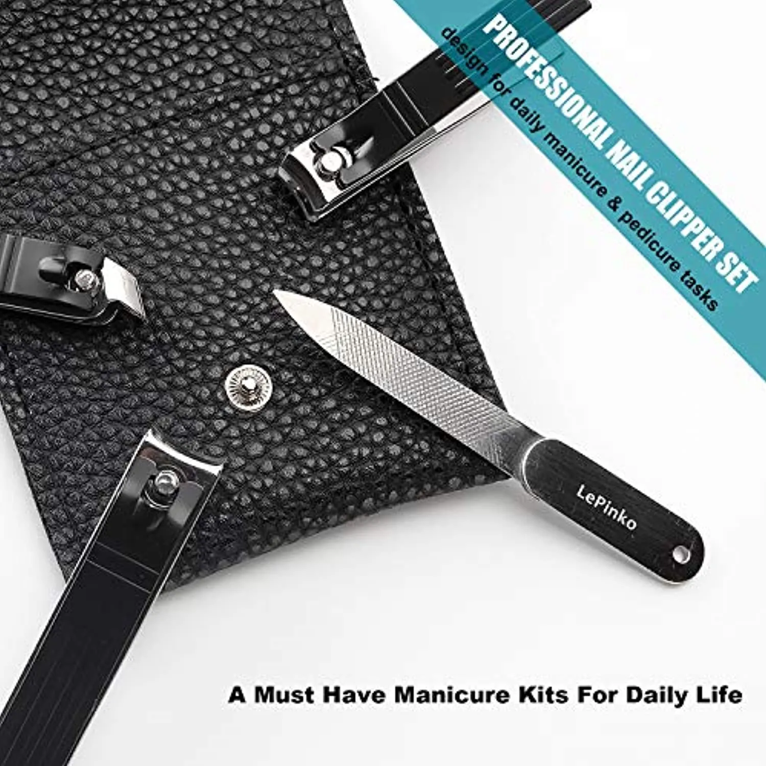 Nail Clippers Set, Best Gifts for Women Men Mom Dad Girl Boy Seniors Stocking Stuffers, Stainless Steel Nail Care Kit with Nail File, Toenail Fingernail Acrylic Cuticle Cutter, Portable Pouch 5PCS