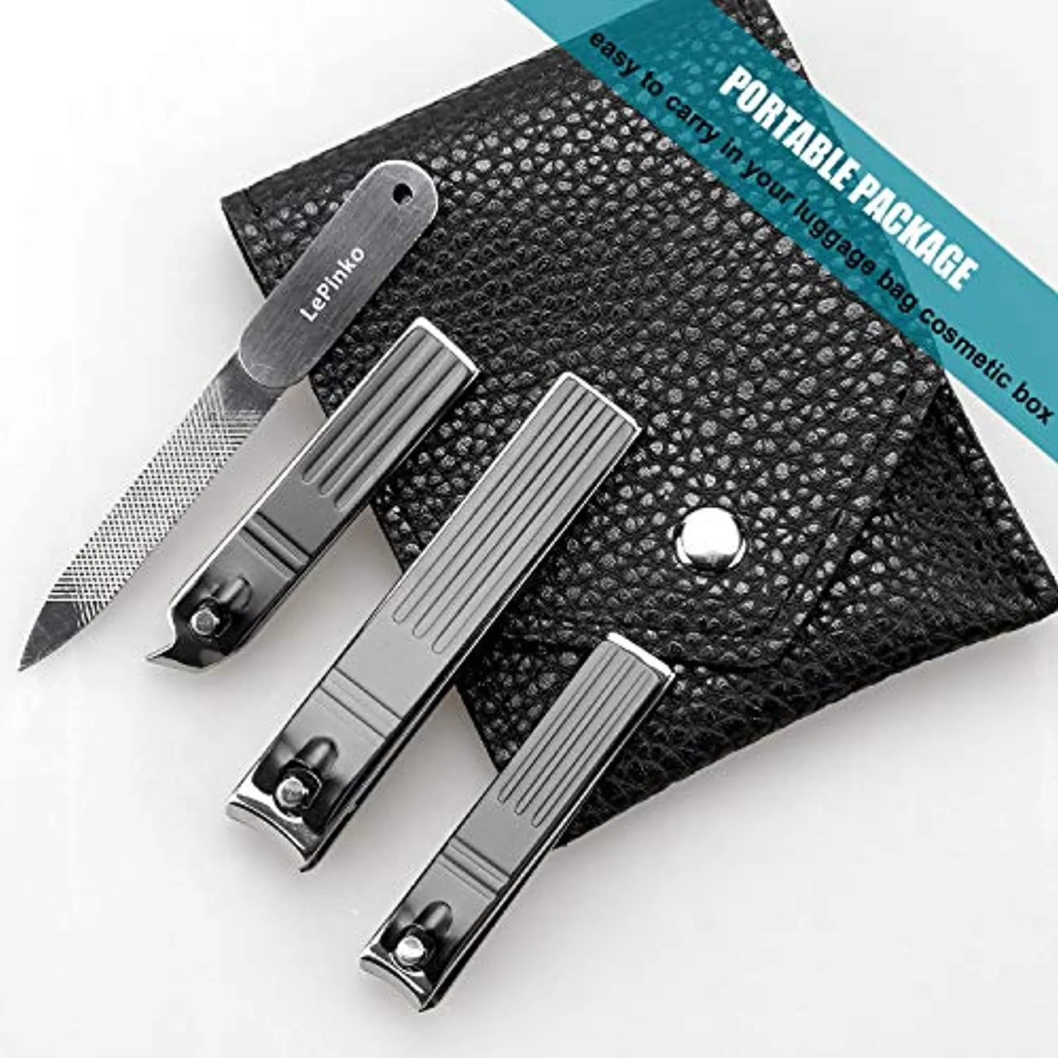 Nail Clippers Set, Best Gifts for Women Men Mom Dad Girl Boy Seniors Stocking Stuffers, Stainless Steel Nail Care Kit with Nail File, Toenail Fingernail Acrylic Cuticle Cutter, Portable Pouch 5PCS