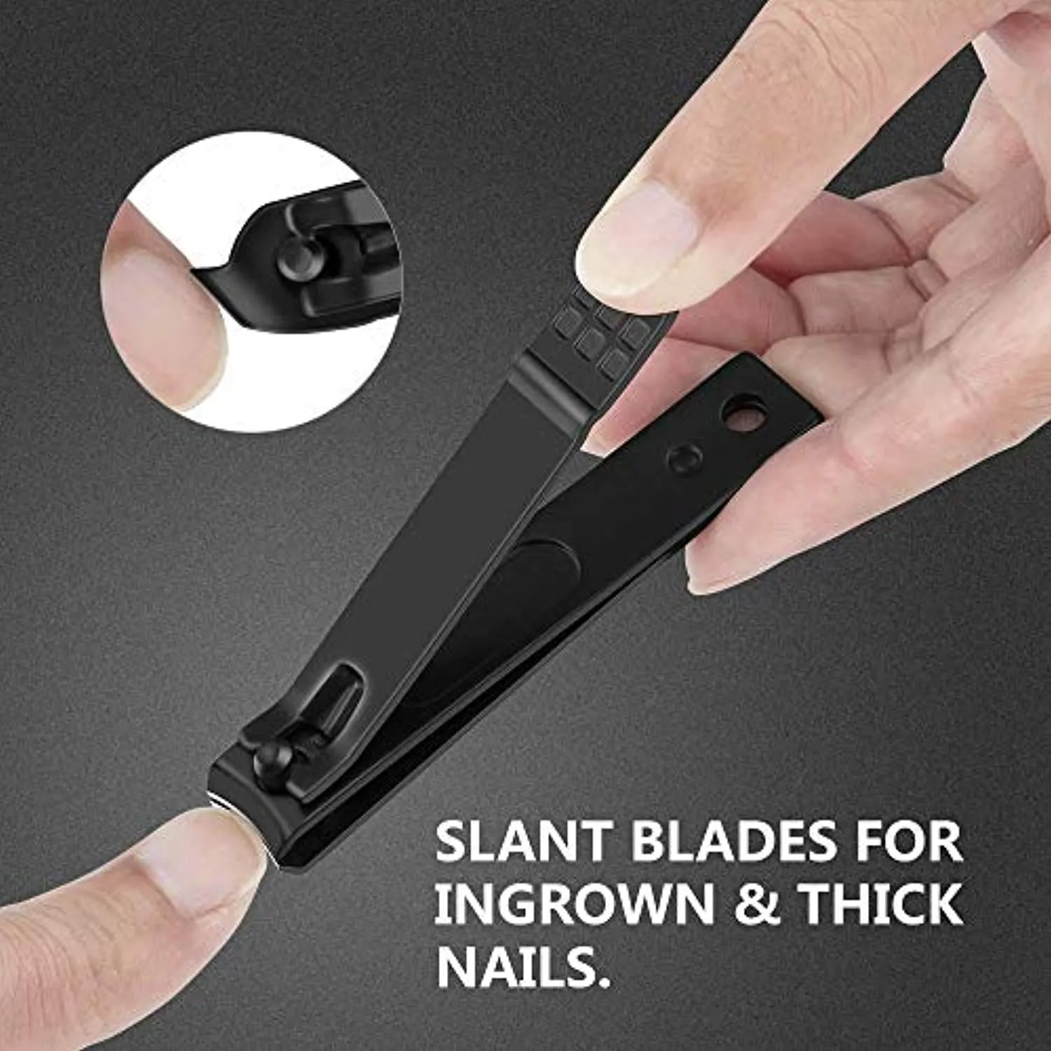 Nail Clippers Set Black Matte Stainless Steel Fingernail & Thick Toenail & Ingrown Nail Clippers, Perfect 3 pcs Nail Clippers Cutter for Men and Women (Black-3Pcs)