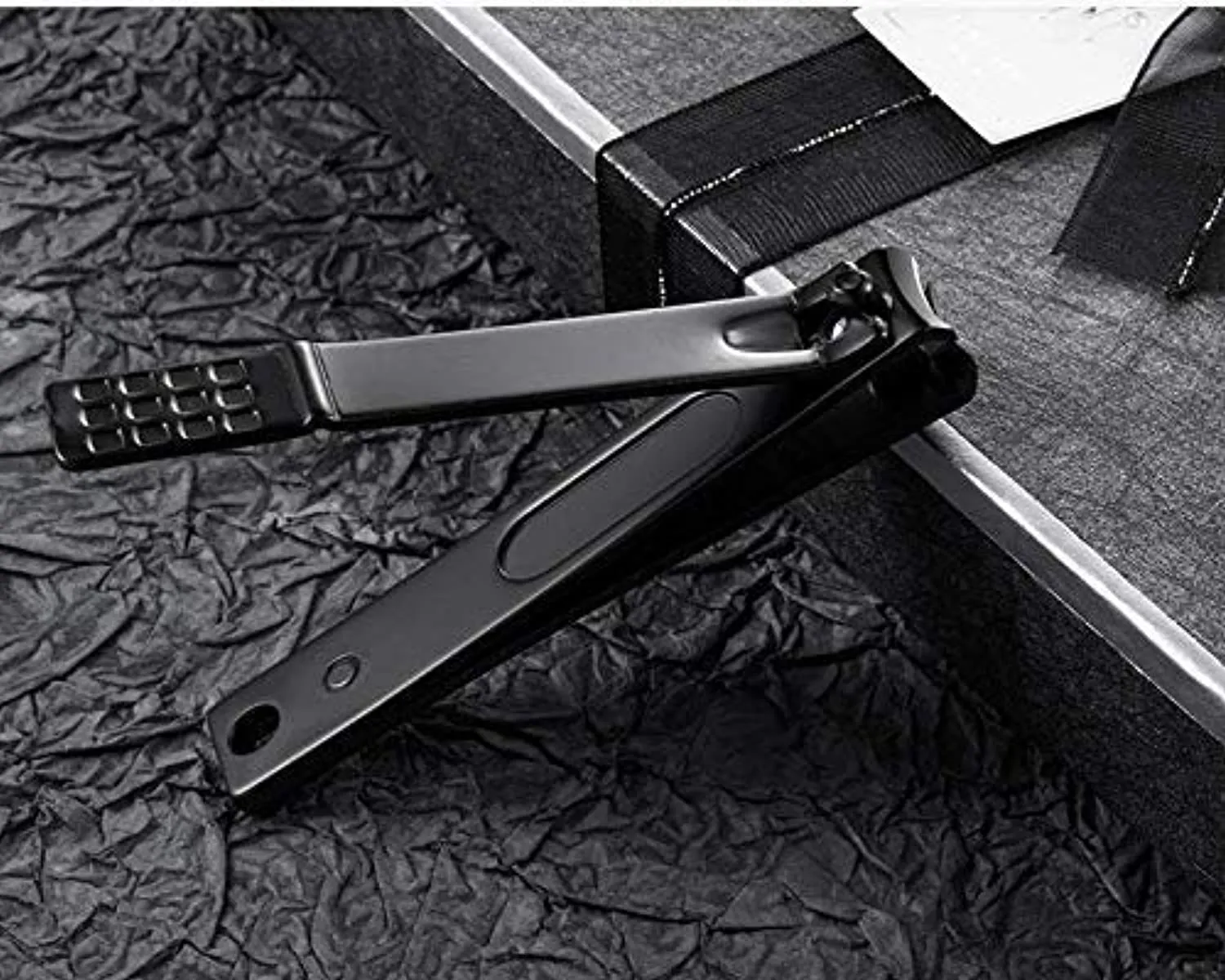 Nail Clippers Set Black Matte Stainless Steel Fingernail & Thick Toenail & Ingrown Nail Clippers, Perfect 3 pcs Nail Clippers Cutter for Men and Women (Black-3Pcs)