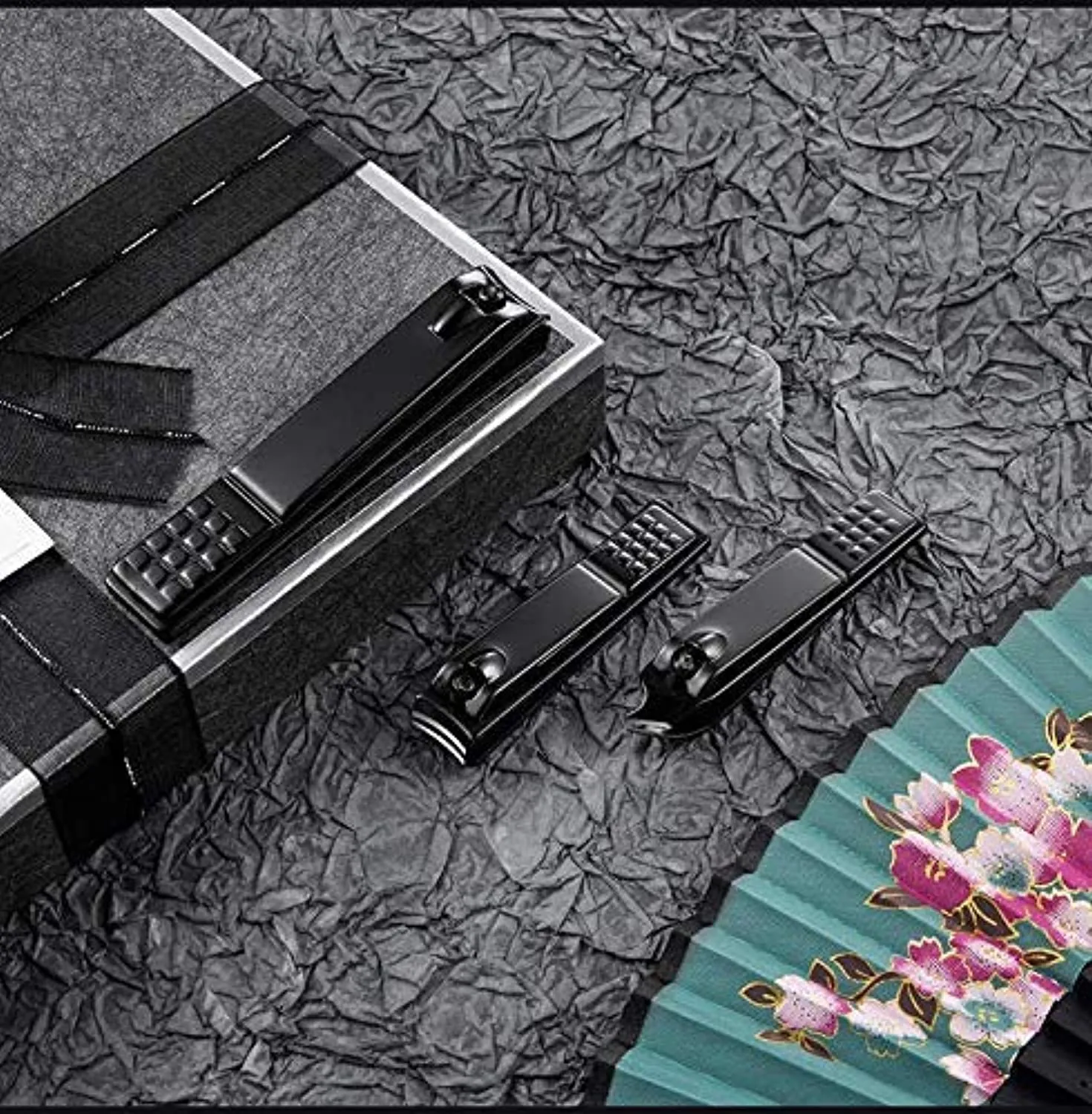 Nail Clippers Set Black Matte Stainless Steel Fingernail & Thick Toenail & Ingrown Nail Clippers, Perfect 3 pcs Nail Clippers Cutter for Men and Women (Black-3Pcs)