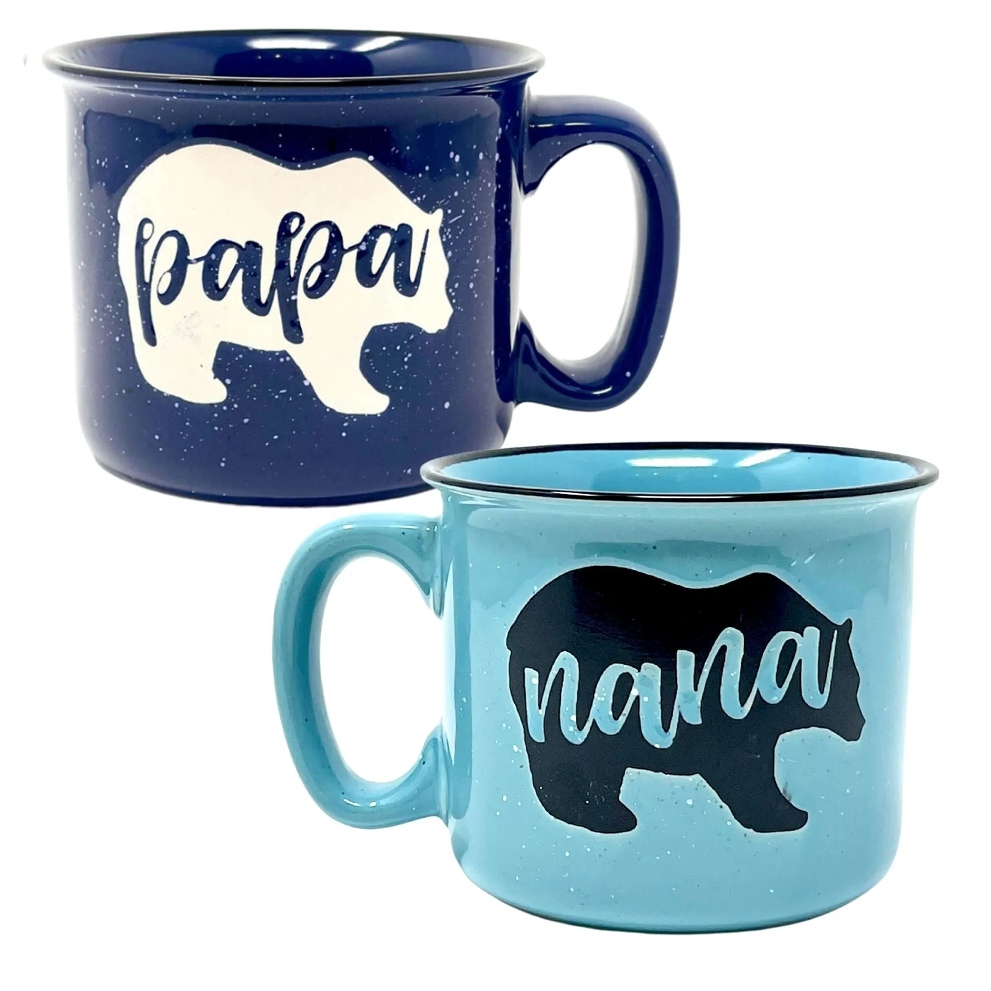 Nana Bear Teal & Papa Bear Navy Blue Coffee Mug Gift Set - Cute, Large Coffee Cup Sets for Parents, Couples, Grandparents - Unique Fun Gifts for Him, Her, Birthday, Anniversary, Mother's Day, Father's Day, Christmas