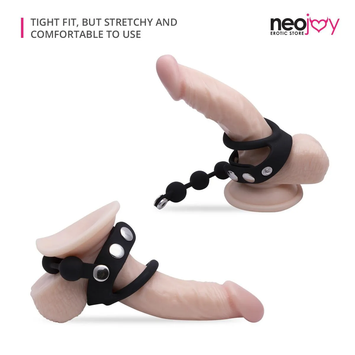 Neojoy Bondage Beaded Adjustable Cock Ring to enjoy a longer play time - Small