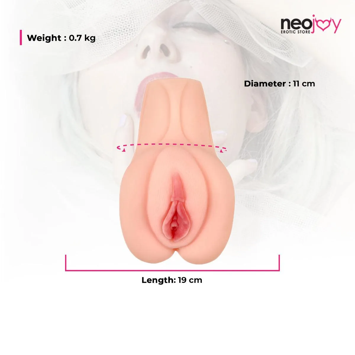 Neojoy - Realistic Open Lips Handheld Masturbator - 0.7kg - Skin