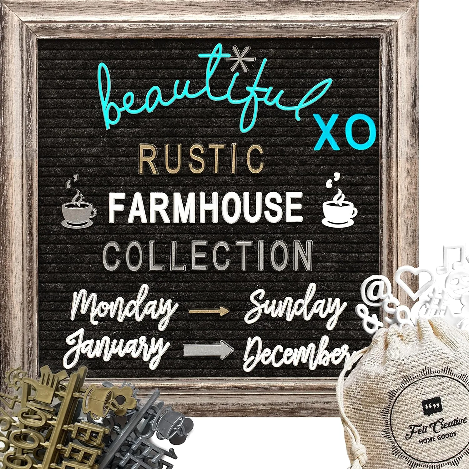 New 10x10 Wood Frame Changeable Letter Board Sign with Stand - Word Board with Letters Changeable - Announcement Board for New Baby, One Month Baby Sign with Letters to Change over 700 Felt Board Letters