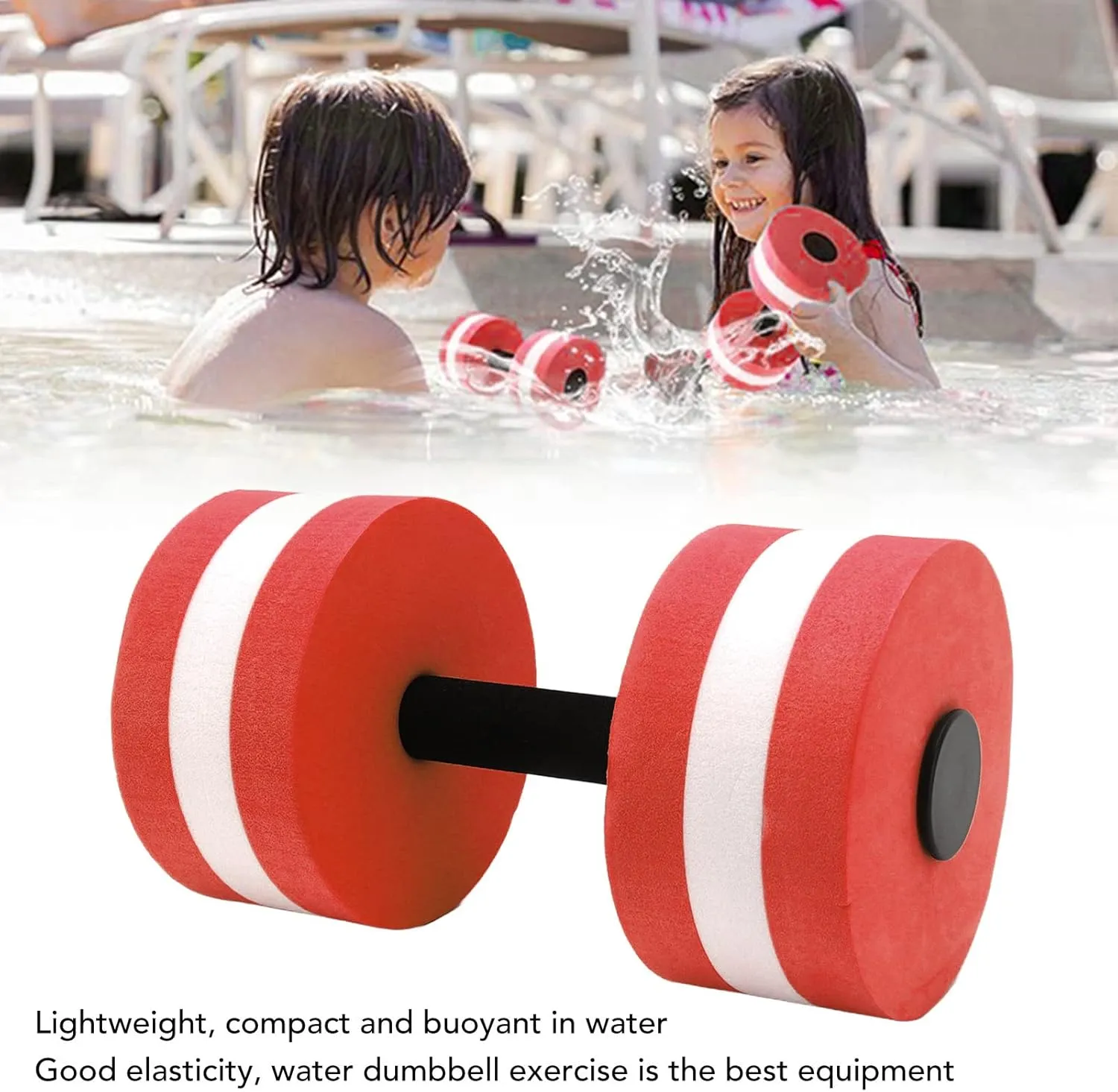 NEW 2 PCS Water Dumbbell, EVA Water Drumbell, Water Foam Dumbbell for Men Women Kids Yoga Exercise Fitness Tool, Red