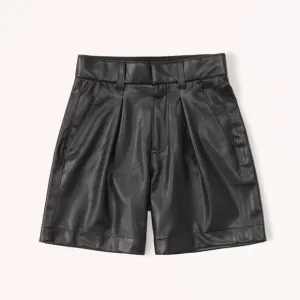 NEW! ABERCROMBIE &amp; FITCH Black 6 Inch Vegan Leather Tailored Shorts