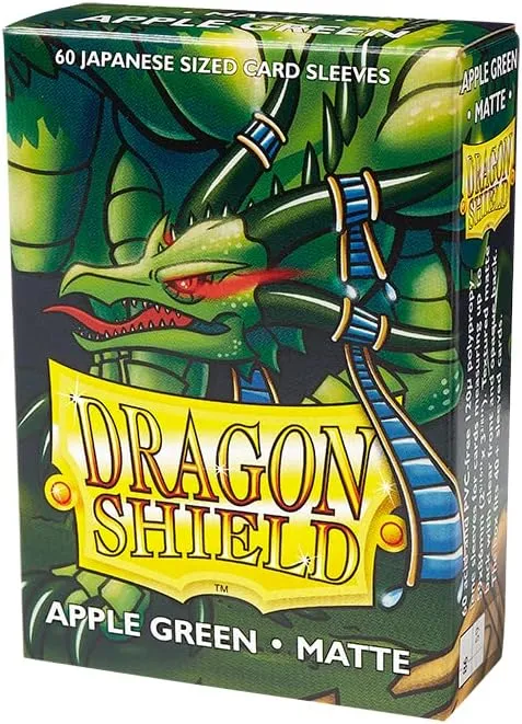 NEW Arcane Tinmen Dragon Shield Japanese Size Sleeves – Matte Apple Green 60CT - Card Sleeves Smooth & Tough - Compatible with Pokemon, Yugioh, & More– TCG, OCG, APPLE GREEN MATTE