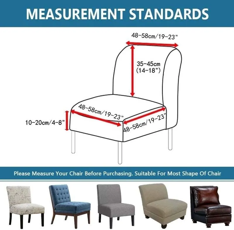 NEW Armless Accent Chair Cover, Slipper Chair Slipcover Stretch Spandex Removable for Armless Chair Furniture Protector Covers for Living Dining Room Hotel