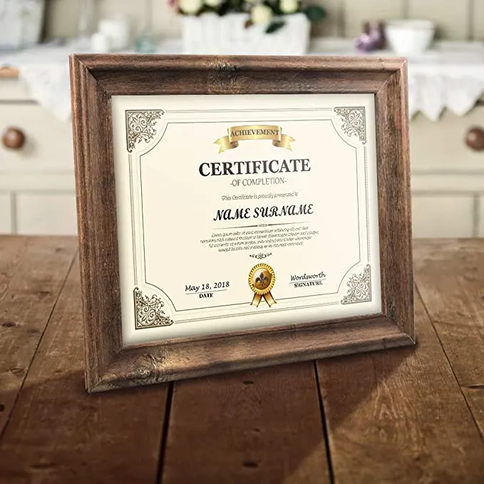 New Artsay 8.5x11 Certificate Document Frame Rustic Distressed Picture Frames 8.5 x 11 Set, Wall Hanging and Tabletop, 2 Pack, Brown