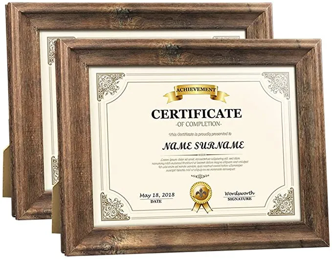 New Artsay 8.5x11 Certificate Document Frame Rustic Distressed Picture Frames 8.5 x 11 Set, Wall Hanging and Tabletop, 2 Pack, Brown