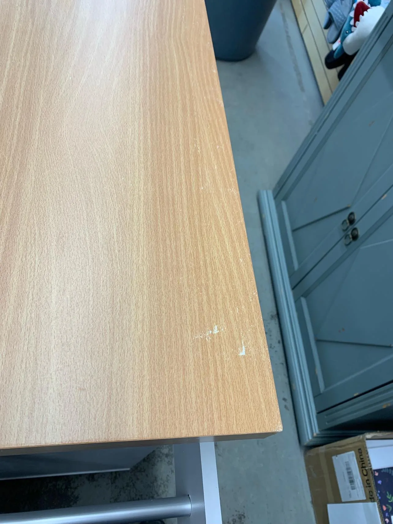 New Assembled Hodedah Kitchen Island with Spice Rack, Towel Rack & Drawer, White with Beech Top, Has some minor cosmetic marks from transport shown in pics! Retails $231 