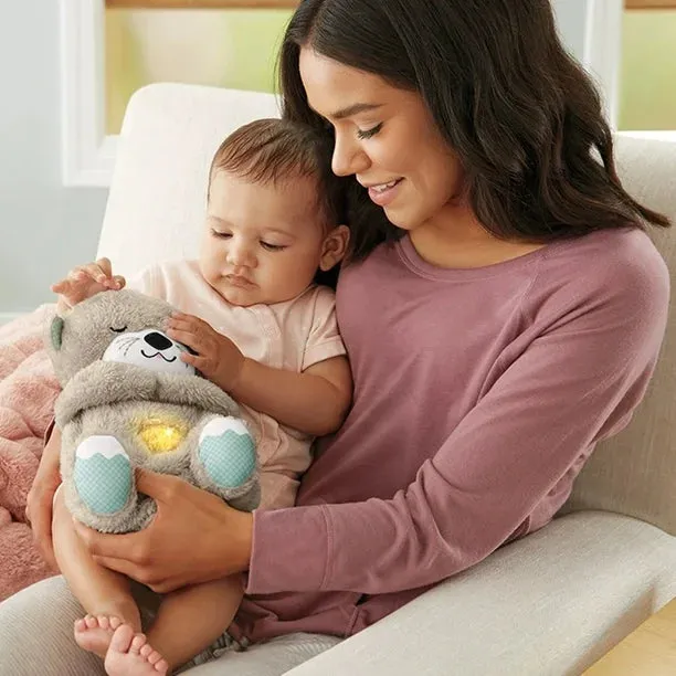 New Baby Breath Baby Bear Soothes Otter Plush Toy Doll Toy Child Soothing Music Sleep Companion Sound And Light Doll Toy Gifts, Brown