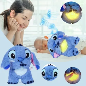 New Blue Stitch Breathing Anxiety Relief, Sleeping Plush with Music and Lights, Soother Sleep Buddy with Music Lights & Rhythmic Breathing Motion