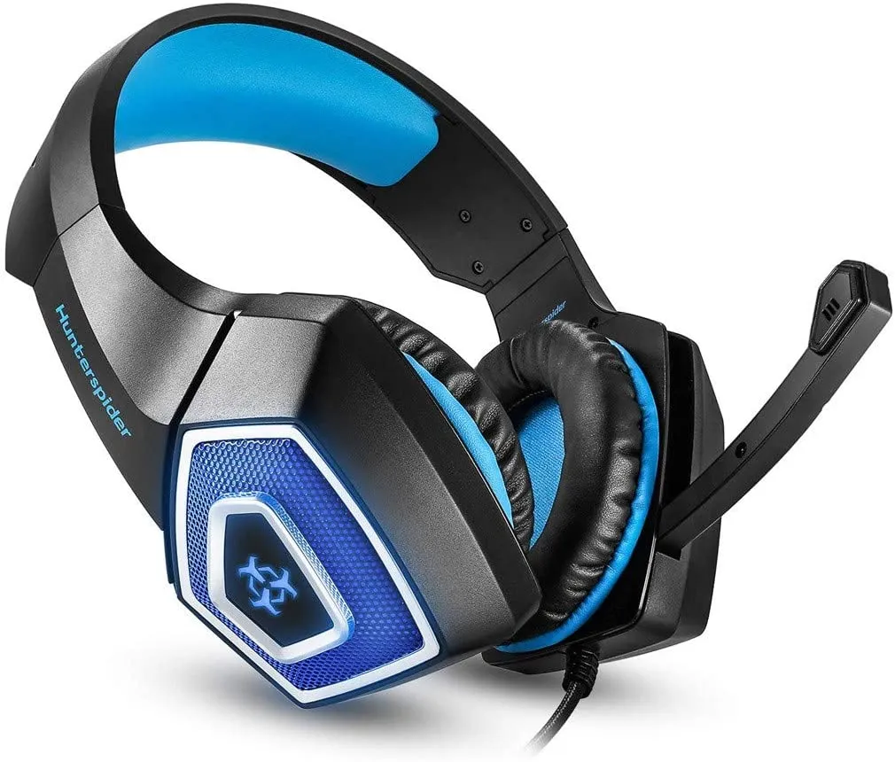 New, box has slight damage! Hunterspider V-1 Stereo Bass Pro Gaming headset with retractable Mic, Super Cool Appearance-Breathing LED light effect with 7 automatically changing colours