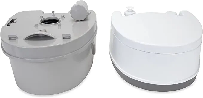 New Camco Premium Portable Travel Toilet With Three Directional Flush And Swivel Dumping Elbow, Designed for Camping, RV, Boating And Other Recreational Activites (5.3 gallon, Frustration Free Packaging) Retails $232 