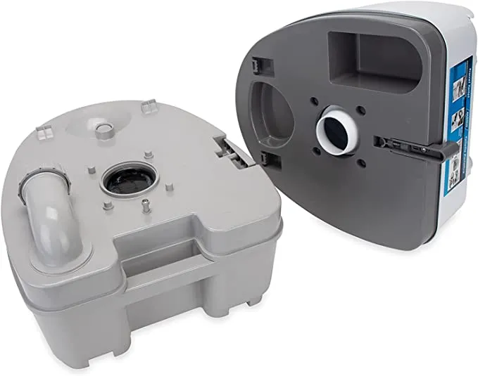 New Camco Premium Portable Travel Toilet With Three Directional Flush And Swivel Dumping Elbow, Designed for Camping, RV, Boating And Other Recreational Activites (5.3 gallon, Frustration Free Packaging) Retails $232 