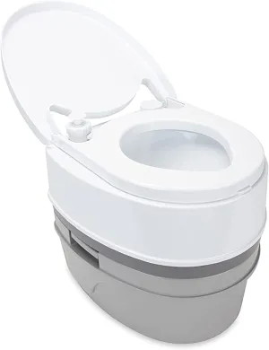 New Camco Premium Portable Travel Toilet With Three Directional Flush And Swivel Dumping Elbow, Designed for Camping, RV, Boating And Other Recreational Activites (5.3 gallon, Frustration Free Packaging) Retails $232 
