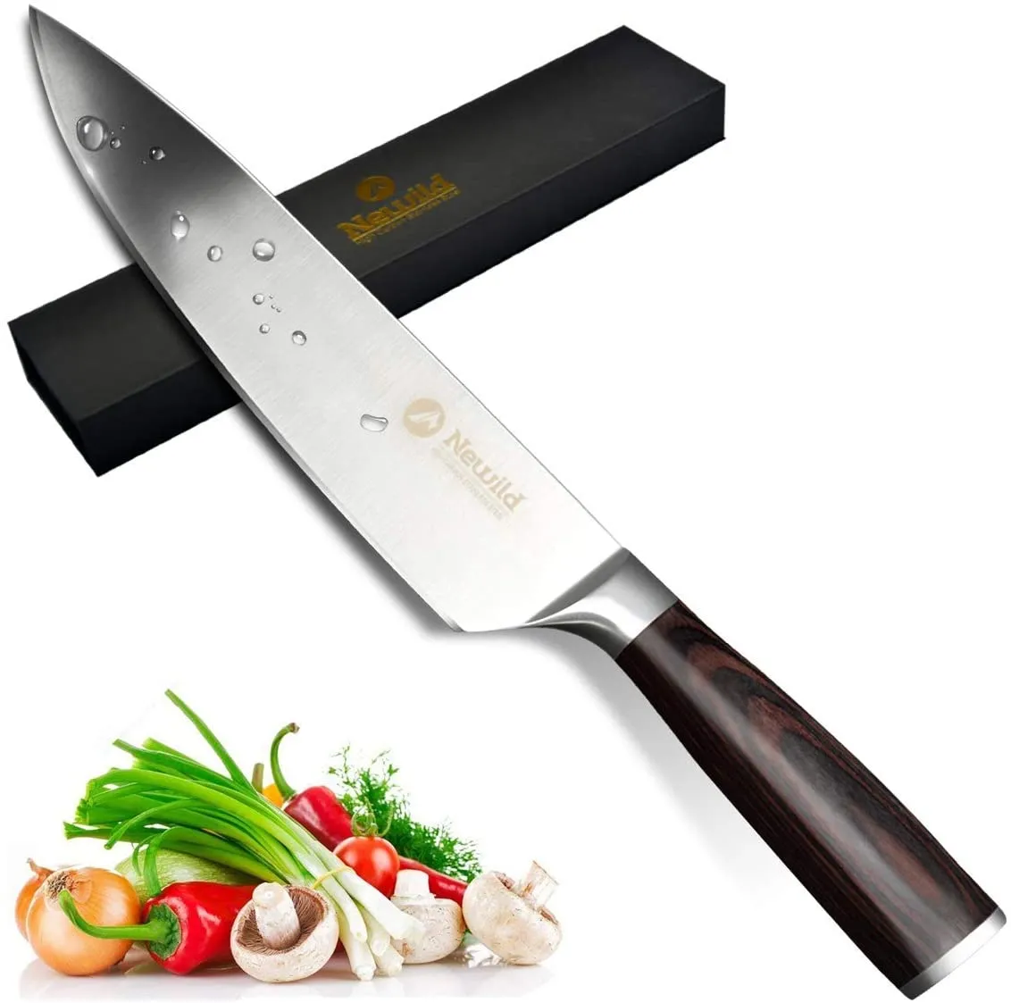 New Chef Knife Newild 8 inch Professional Kitchen Knife German High Carbon Stainless Steel with Ergonomics Handle, Ultra Sharp, Wear Resistant