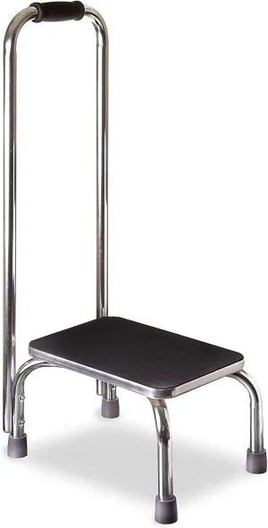 NEW DMI Step Stool with Handle and Non Skid Rubber Platform, Lightweight and Sturdy Stool for Seniors, Adults and Children, Holds up to 300 Pounds with 9.5 Inch Step Up, Chrome - Retails $111 