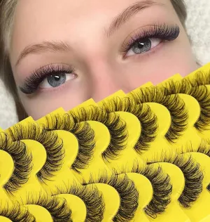 New False Eyelashes Russian Strip Lashes D Curl Wispy Natural Look Faux Mink Lashes Like Eyelash Extension Fluffy zanlufly Transparent Band Cat Eye Fake Eyelashes Pack