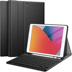 New Fintie Keyboard Case for New iPad 8th Gen (2020) / 7th Generation (2019) 10.2 Inch, Soft TPU Back Stand Cover with Pencil Holder, Magnetically Detachable Wireless Bluetooth Keyboard, Black