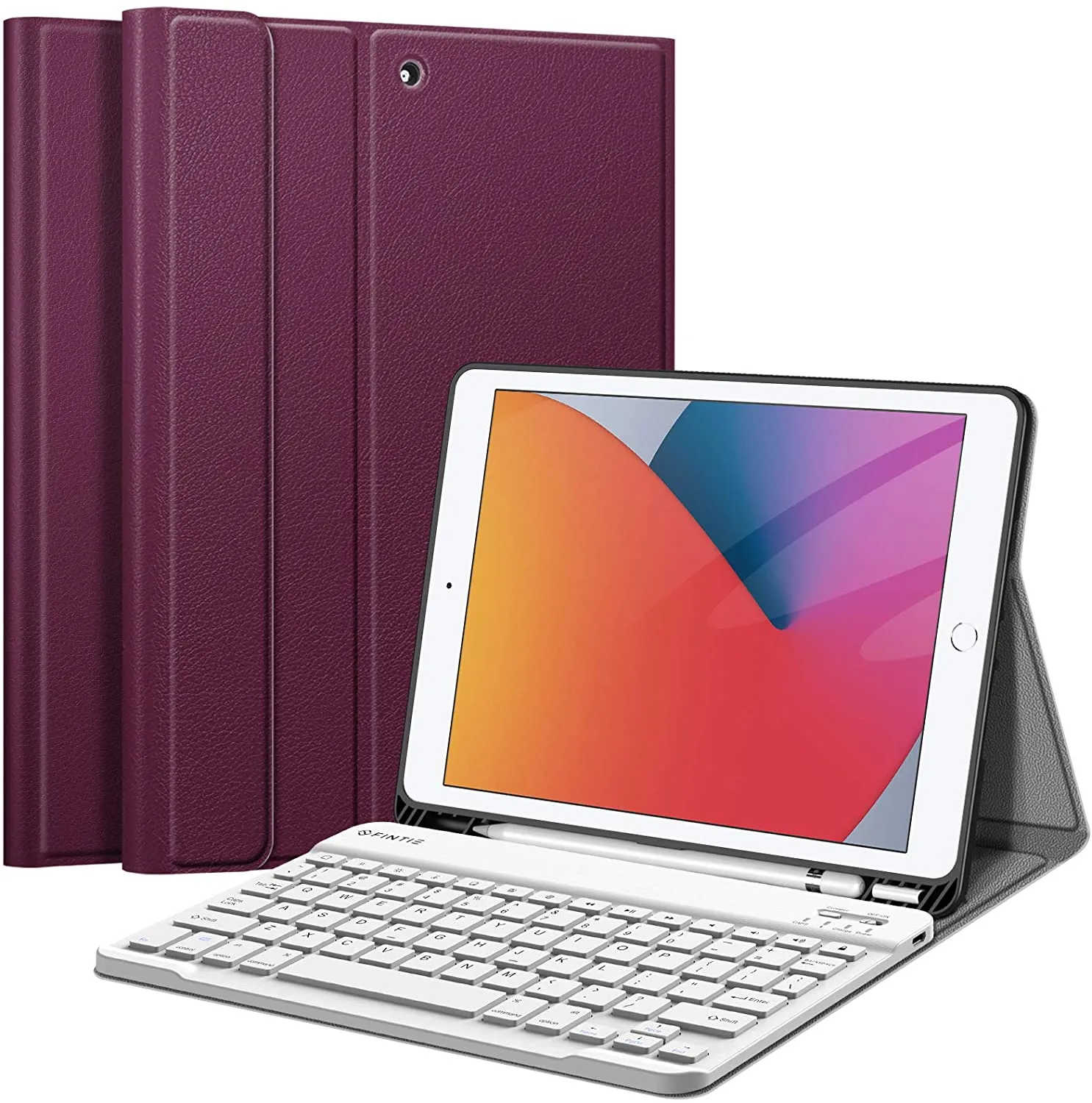 New Fintie Keyboard Case for New iPad 8th Gen (2020) / 7th Generation (2019) 10.2 Inch, Soft TPU Back Stand Cover with Pencil Holder, Magnetically Detachable Wireless Bluetooth Keyboard, Purple, Retails $115 