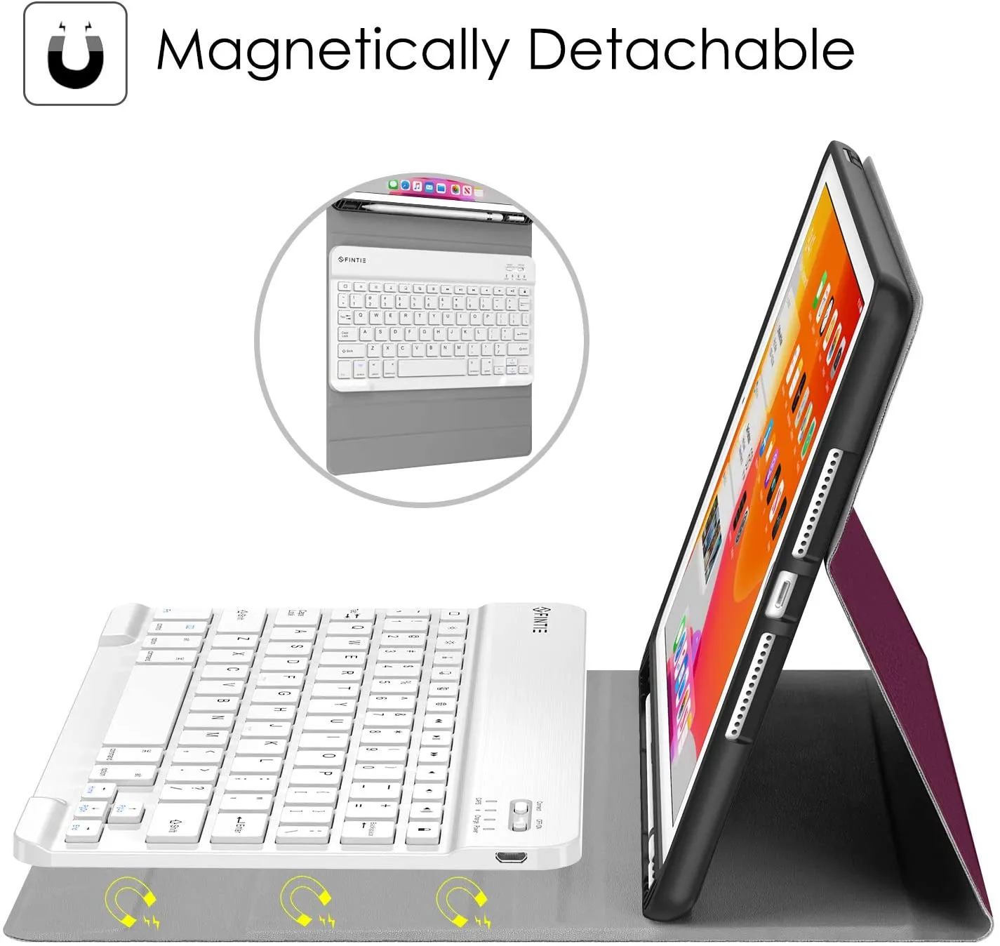 New Fintie Keyboard Case for New iPad 8th Gen (2020) / 7th Generation (2019) 10.2 Inch, Soft TPU Back Stand Cover with Pencil Holder, Magnetically Detachable Wireless Bluetooth Keyboard, Purple, Retails $115 