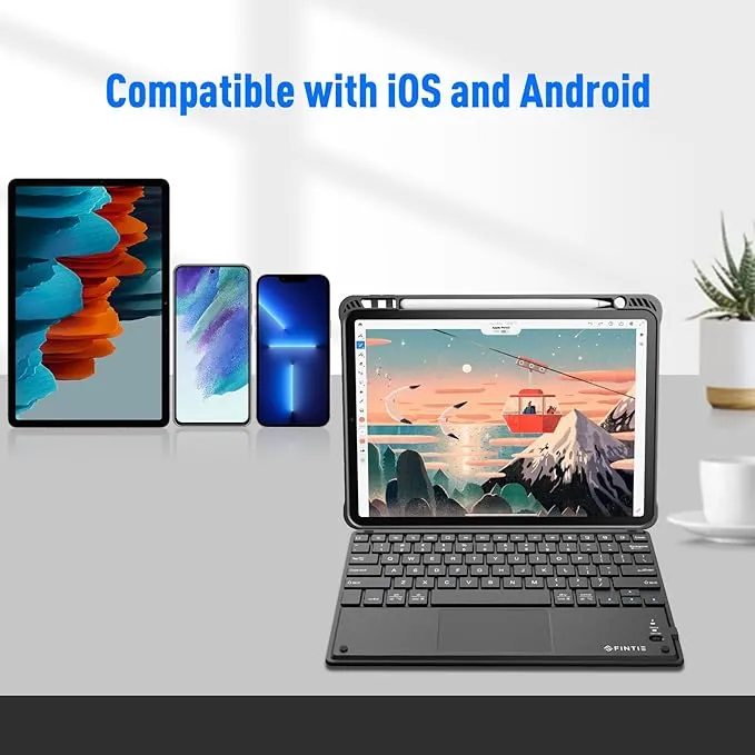 NEW Fintie Ultrathin 4mm Wireless Bluetooth Keyboard & Case with Built-in Multi-Touch Touchpad for iPad, iPhone, Samsung Galaxy, Nexus, Microsoft Surface, HP and Other Bluetooth Devices