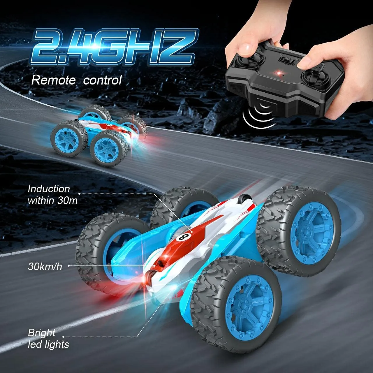 NEW Gifts for 5-12 Yr Old Kids, KAIFENGZHE Toy Cars Remote Control Cars Old Racing Vehicles RC Cars for Kids 5-12 Stunt Cars Toys Age 5-12 Car Toys Electric Car for Kids Boy Girl Gifts Age 5-12 (Sky Blue)