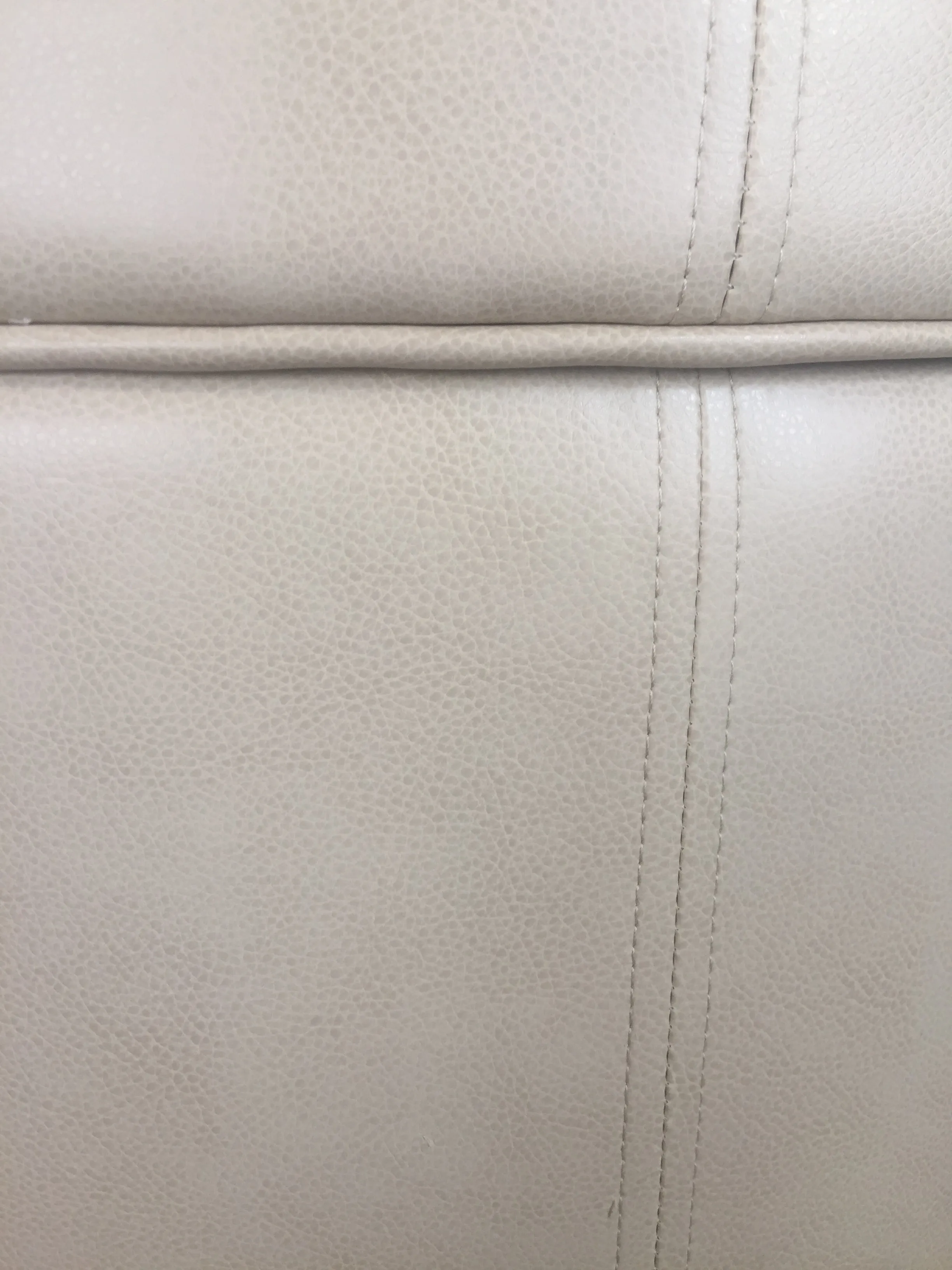 New Great Quality Large 2 Feet Diameter Storage Ottoman in Soft Ivory Pebble Faux Leather! Sturdy enough for extra seating! Retails $272 w/tax!