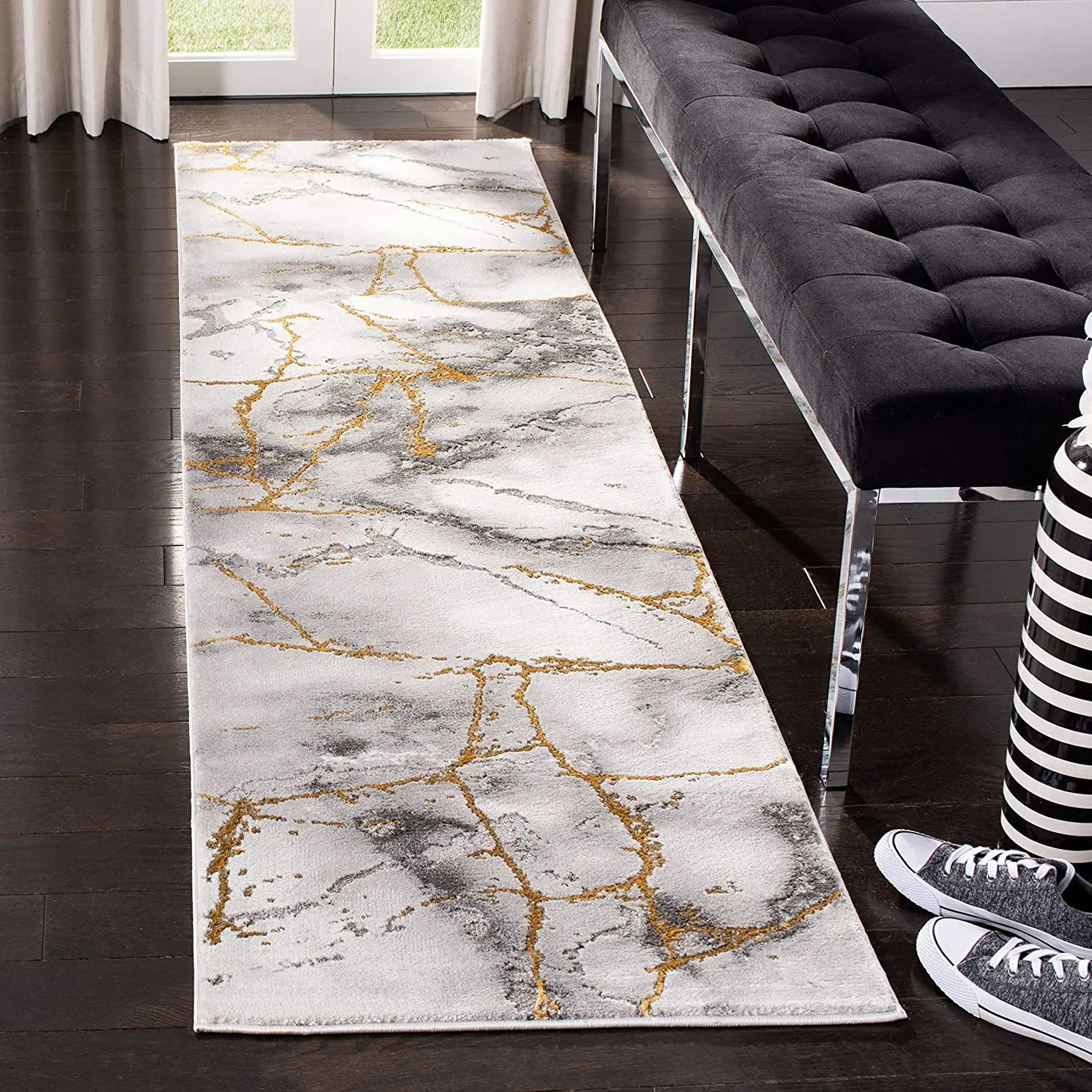 New Great Quality Safavieh Coupland Craft Collection Grey and Gold Runner (2'3" x 6') Area Rug!