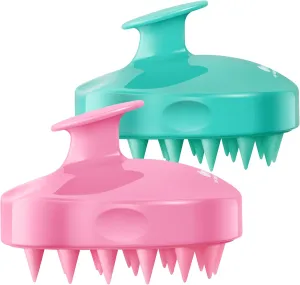 NEW HEETA Scalp Massager 2 Pack for Hair Growth, Soft Silicone Bristles, Scalp Scrubber for Hair Care Relax Scalp, Shampoo Brush for Wet Dry Hair, Green & Pink