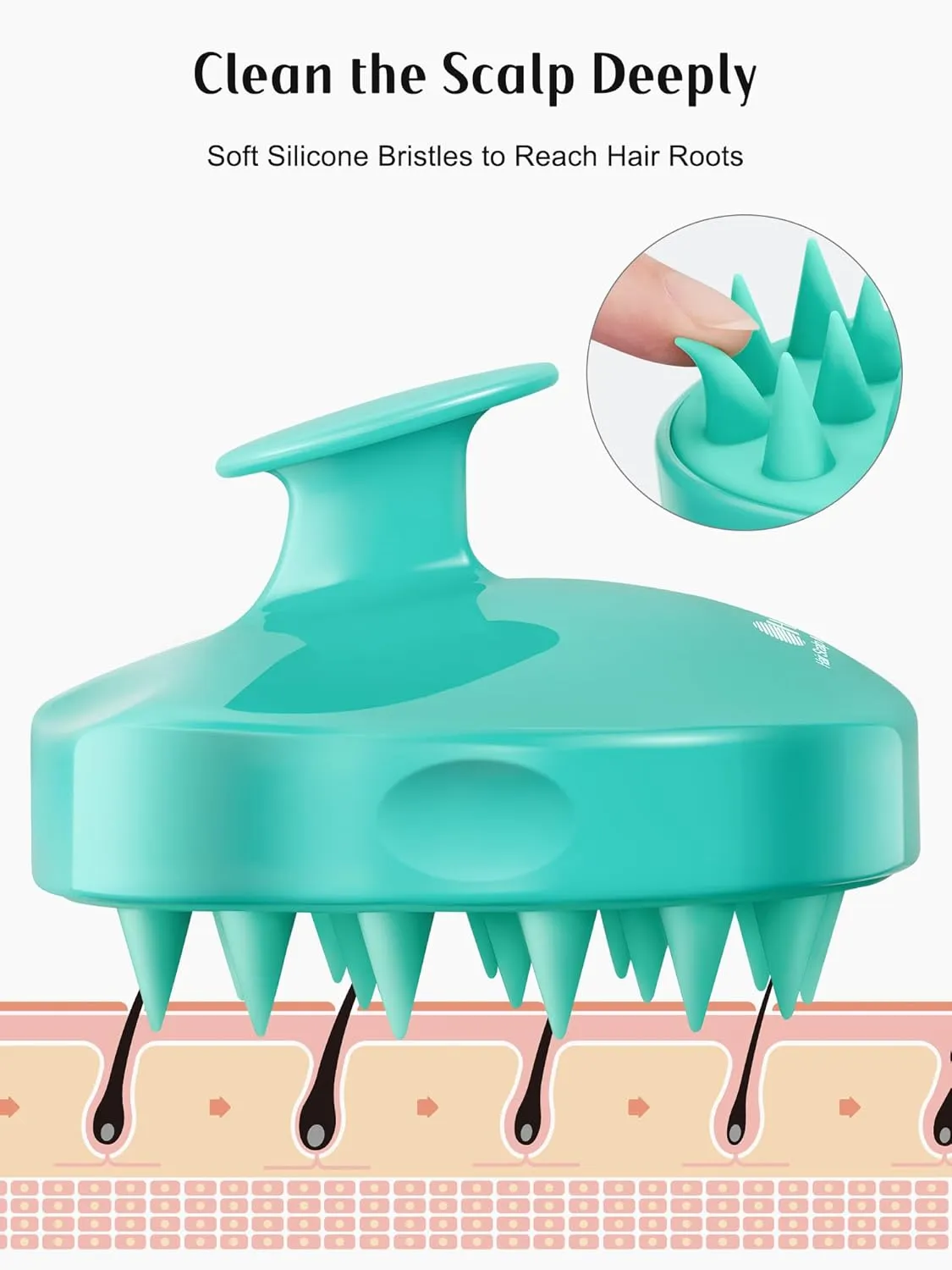NEW HEETA Scalp Massager 2 Pack for Hair Growth, Soft Silicone Bristles, Scalp Scrubber for Hair Care Relax Scalp, Shampoo Brush for Wet Dry Hair, Green & Pink