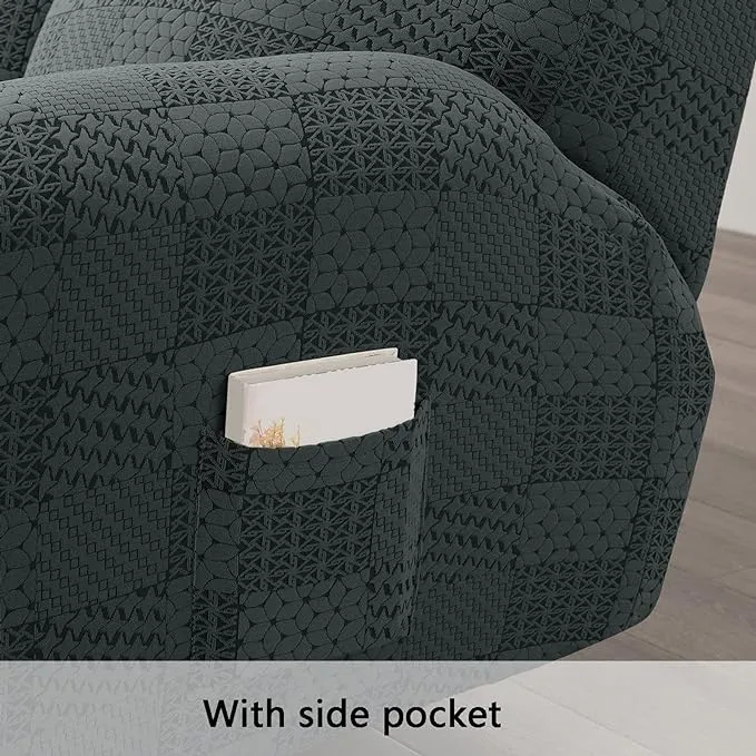 New High Stretch Recliner Sofa Covers, 3 Seat Reclining Couch Covers for 3 Cushion Couch Recliner Set Non Slip 8-Piece Washable Spandex Furniture Protector with Pockets-Dark Grey-3 Seater Retails $190 