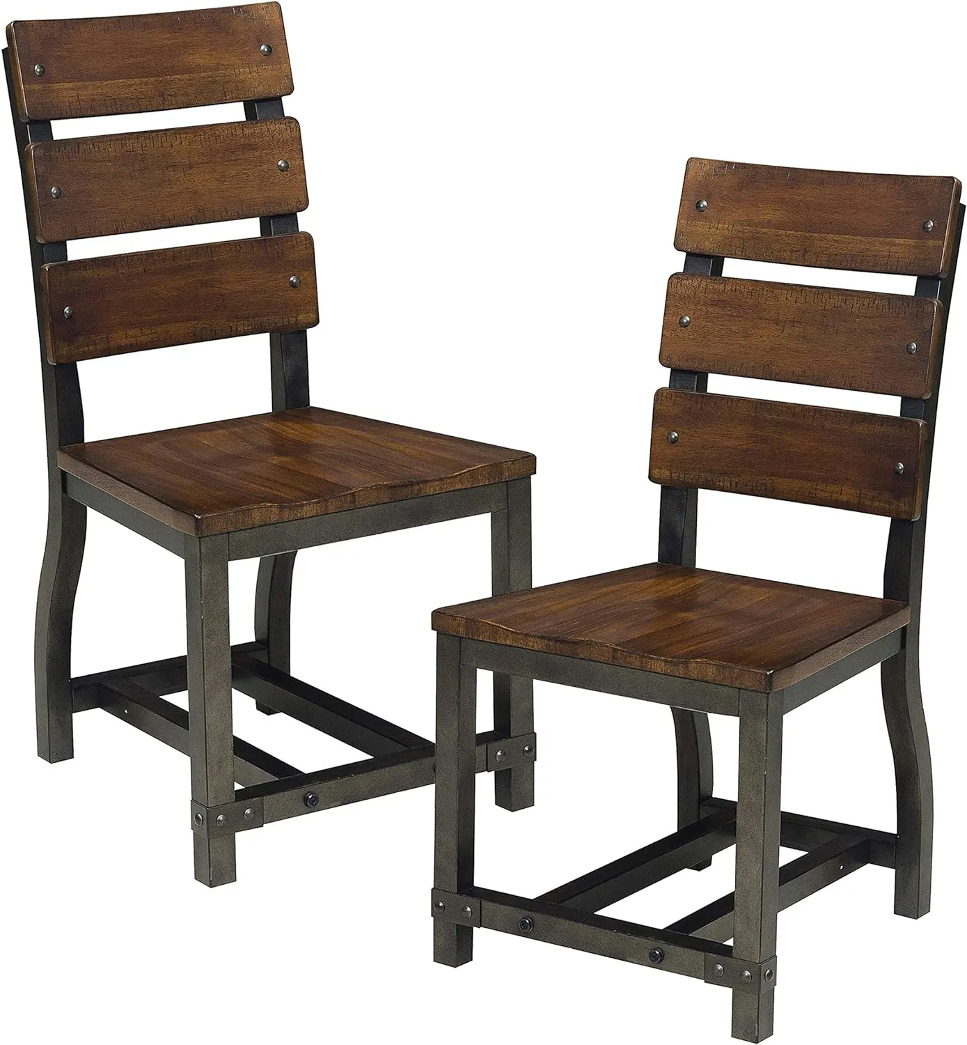 NEW Homelegance Holverson Traditional Height Acacia Wood Chairs set of 2, Rustic Brown - Made in Vietnam, RETAILS $350  FOR SET OF 2 CHAIRS