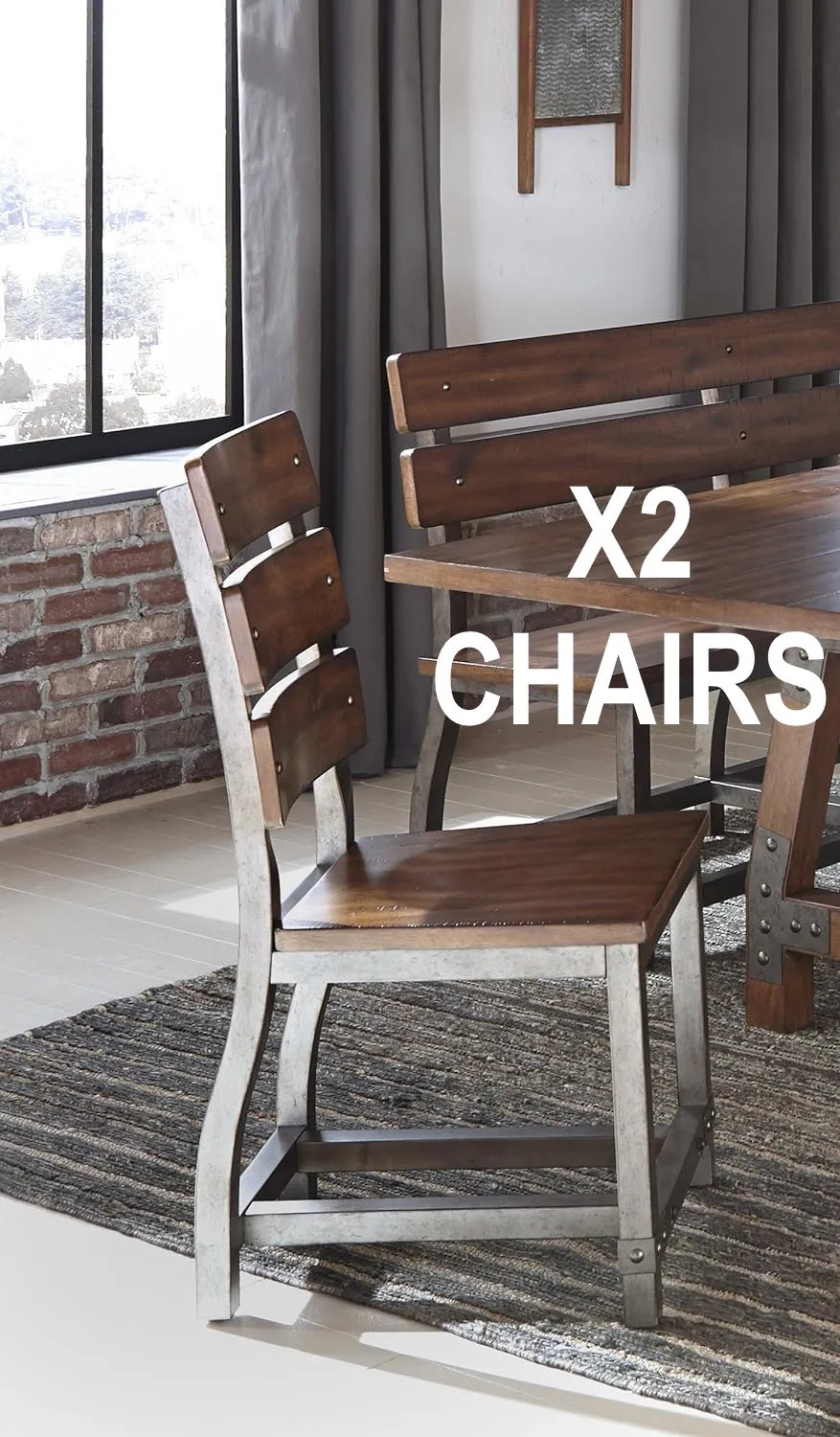 NEW Homelegance Holverson Traditional Height Acacia Wood Chairs set of 2, Rustic Brown - Made in Vietnam, RETAILS $350  FOR SET OF 2 CHAIRS