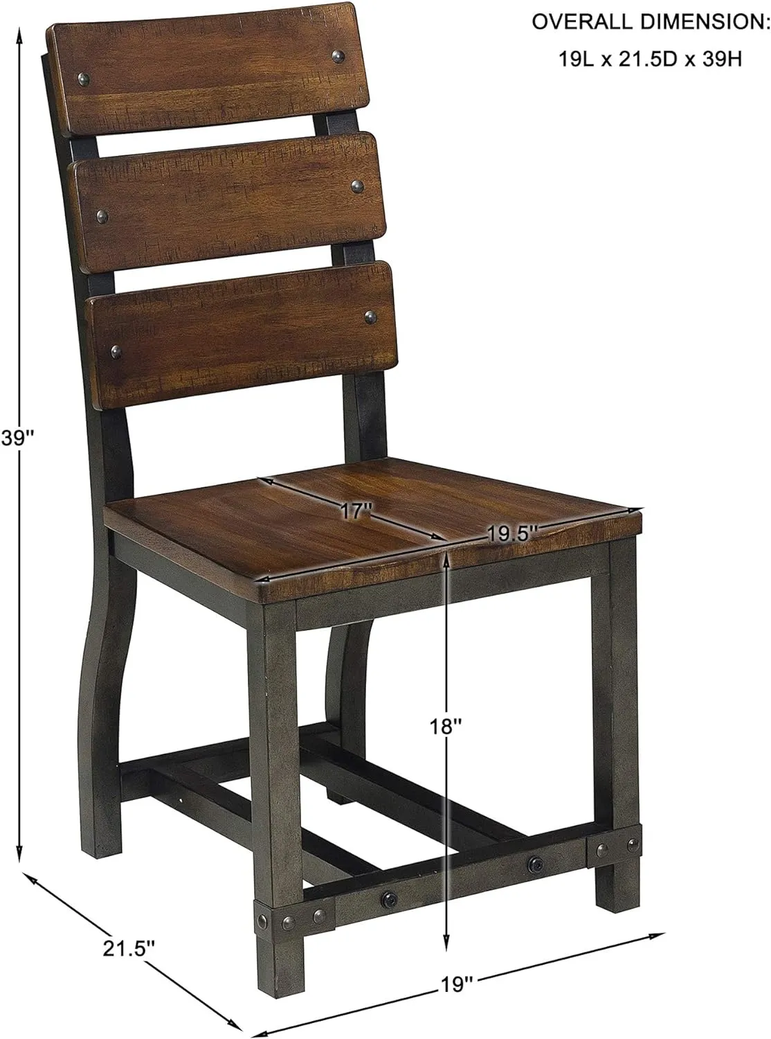 NEW Homelegance Holverson Traditional Height Acacia Wood Chairs set of 2, Rustic Brown - Made in Vietnam, RETAILS $350  FOR SET OF 2 CHAIRS
